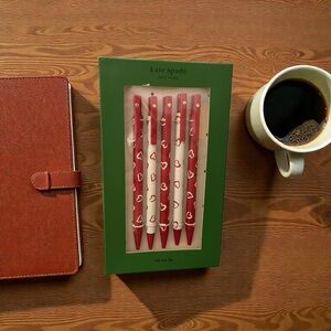 Kate Spade Red and White Heart Pen Set - NIB